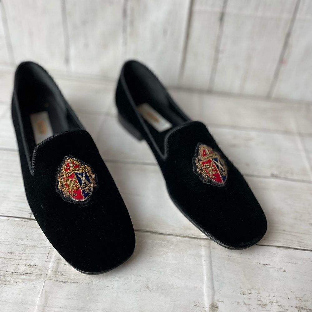 Talbots Velvet Smoking Flats with Crest 8AA (narrow)